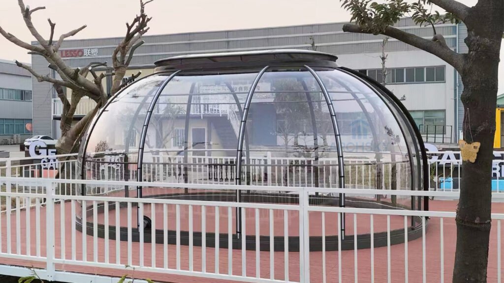 Oval Dome Sunroom Outdoor Display on Deck